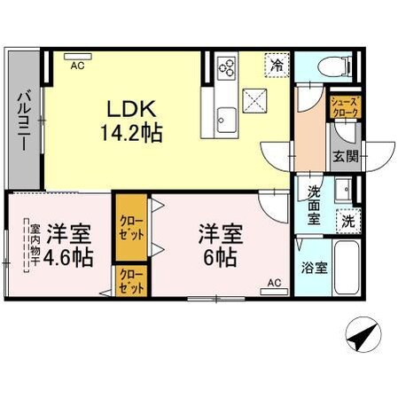 D-room沖野上Ⅱ（D)の物件間取画像